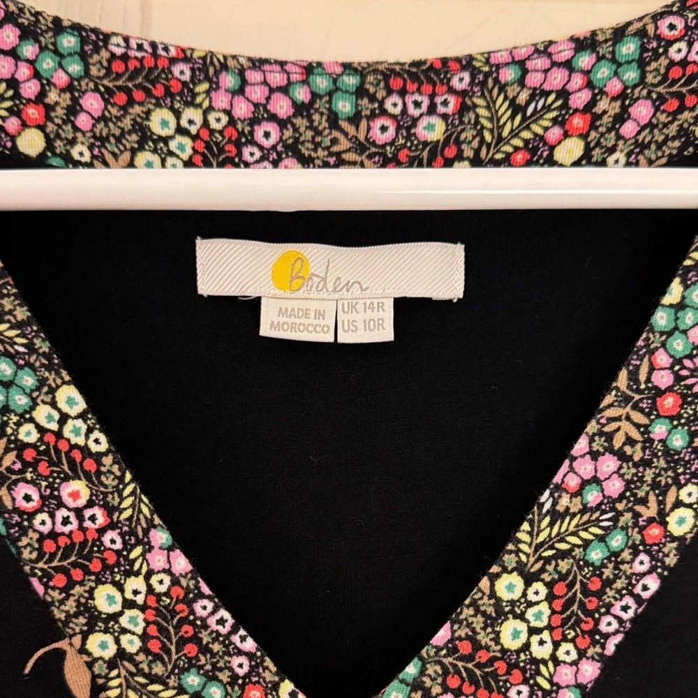 Boden Black Maxi Dress with Pink and Green Floral Print - Picture 2 of 4